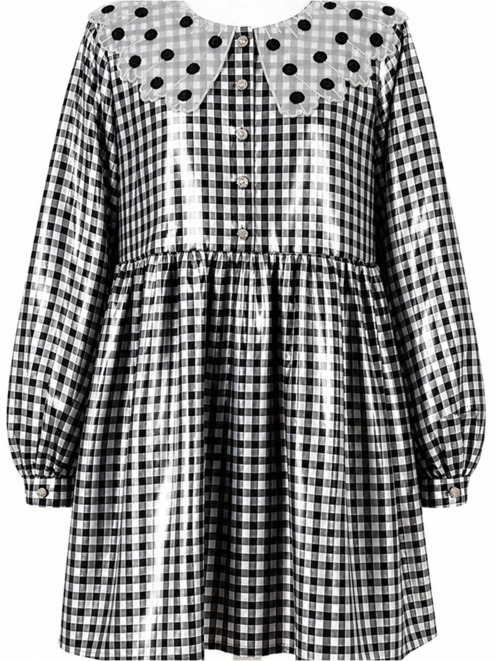 Sister Jane mini  oversized smock dress with collar in shiny check